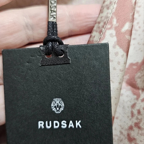 RUDSAK Selena Blouse Animal Print Snake Phyton Terracotta Pearl Wrap Leather L M - Picture 4 of 12